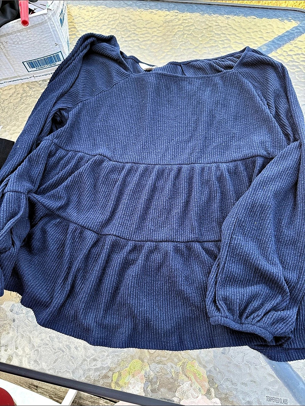 Terra & Sky women’s 1X Blue Long Sleeve Top